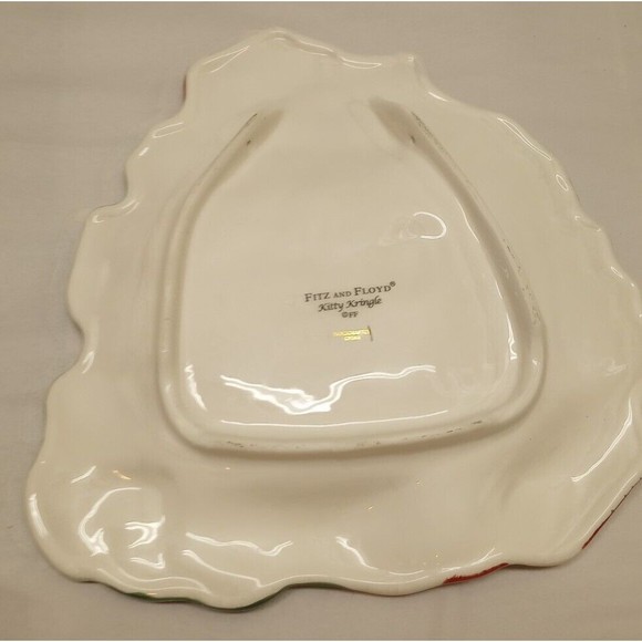 Fitz and Floyd Kitty Kringle Christmas Cat Decorative Plate Holes to Hang - Picture 2 of 4